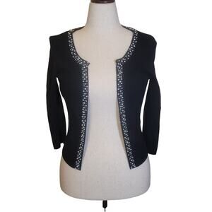 Whimsy Goth Cottagecore Black Cardigan Pearl Accents Size Small